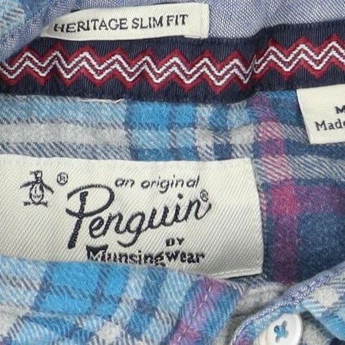 Regatta Men's Slim Fit Blue Plaid Flannel Shirt