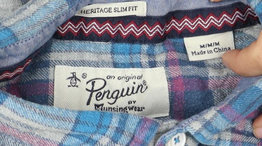 Regatta Men's Slim Fit Blue Plaid Flannel Shirt