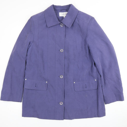 EWM Women's Blue Jacket - Long Sleeve, Buttons, Size 14