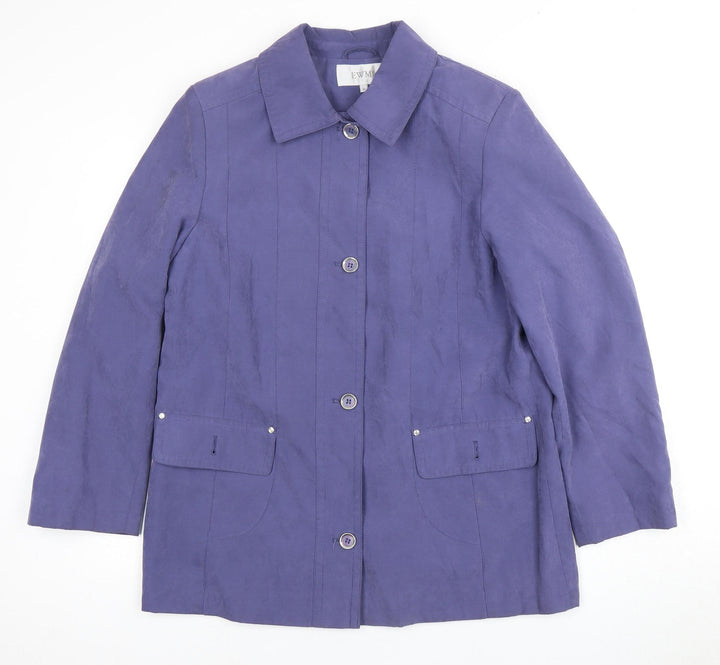 EWM Women's Blue Jacket - Long Sleeve, Buttons, Size 14