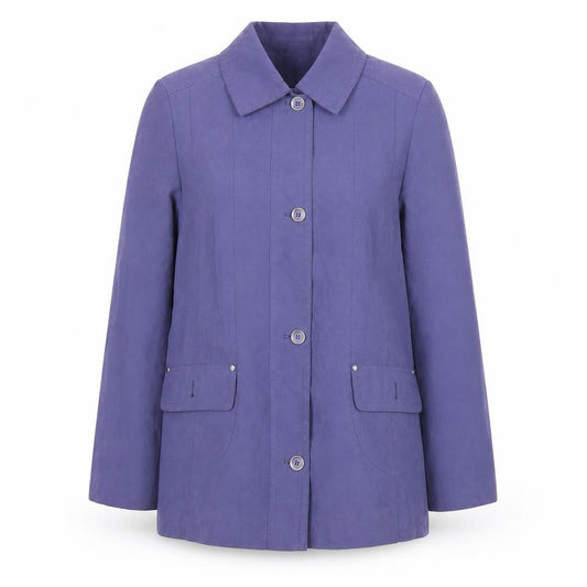 Front view of EWM Women's Blue Jacket - Long Sleeve, Buttons, size 14
