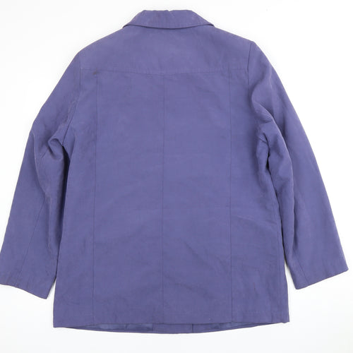 EWM Women's Blue Jacket - Long Sleeve, Buttons, Size 14