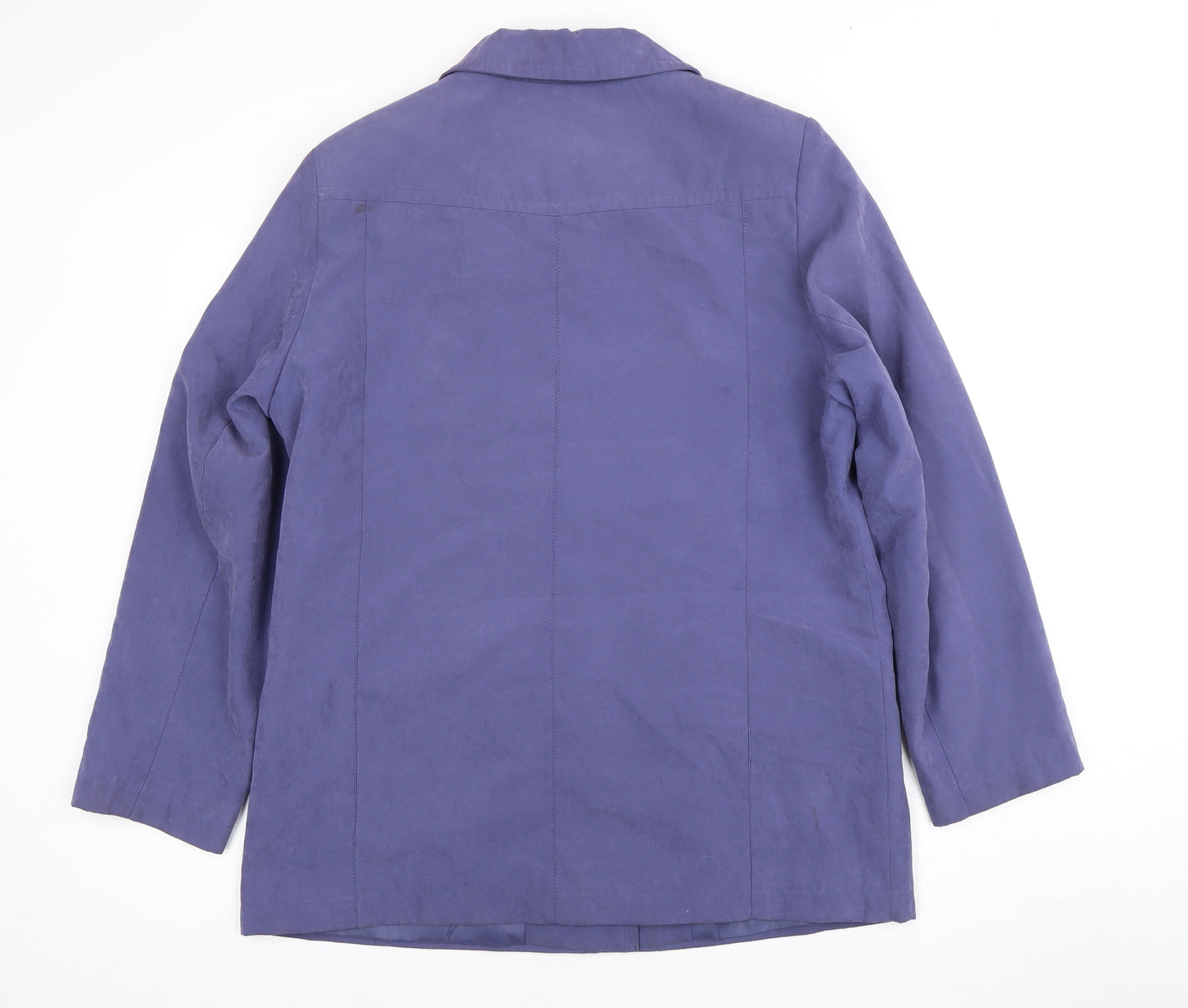 EWM Women's Blue Jacket - Long Sleeve, Buttons, Size 14