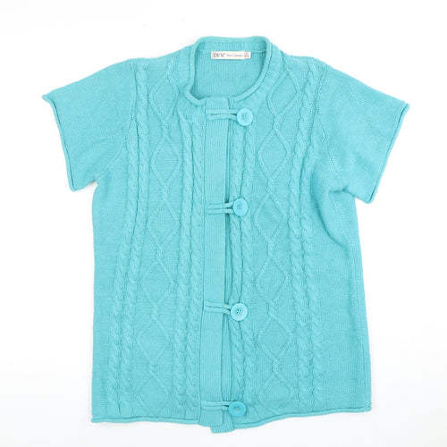 EWM Women's Blue Short Sleeve Cardigan Size 14