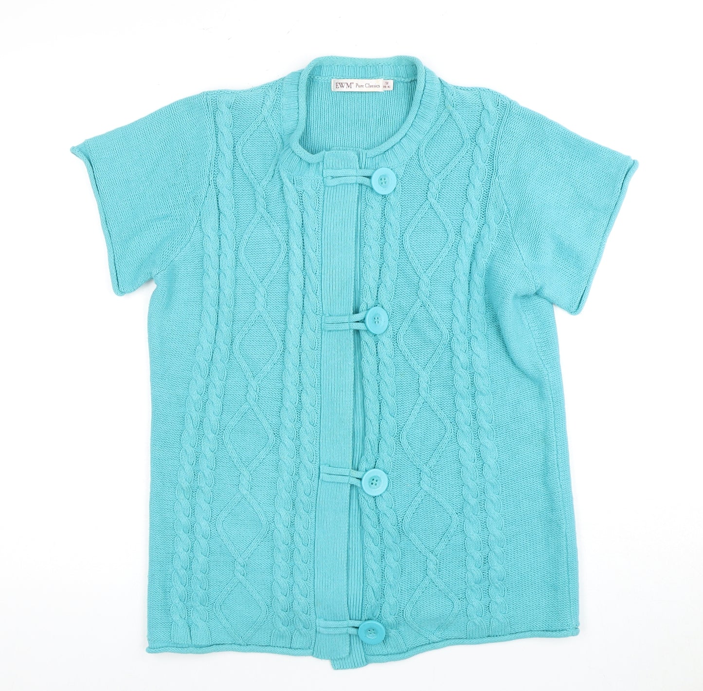 EWM Women's Blue Short Sleeve Cardigan Size 14
