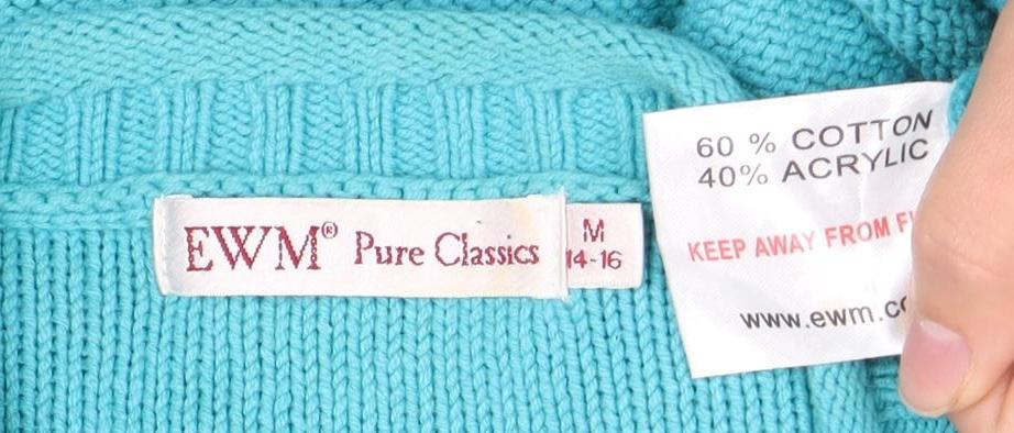 EWM Women's Blue Short Sleeve Cardigan Size 14