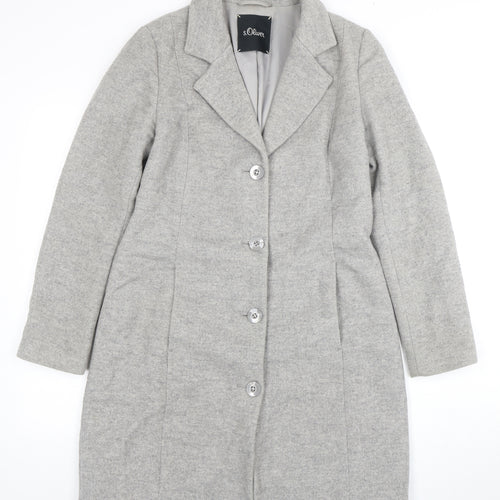 s.Oliver Women's Grey Wool Blend Long Overcoat Size 12