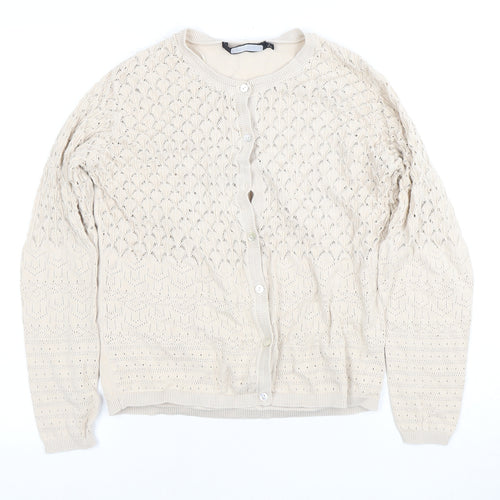 Isle Women's Beige Cotton Cardigan Size 10