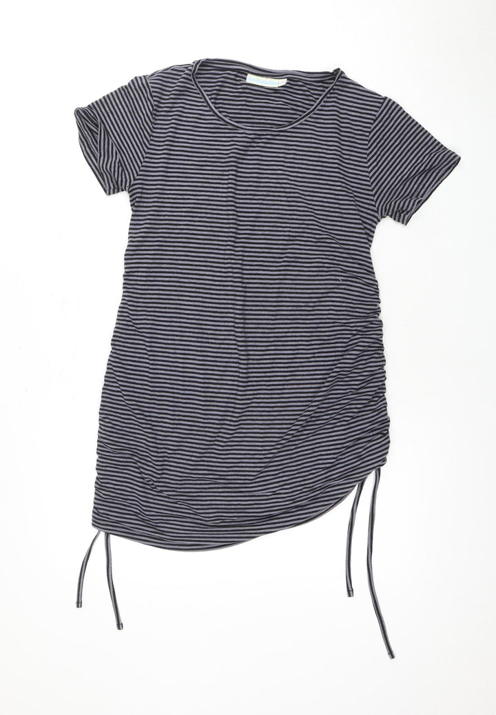 Joro Maman Bebe Grey Striped T-Shirt Dress, Size 12