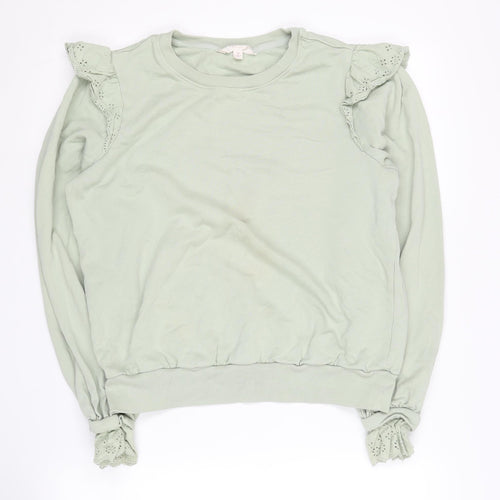 Marks & Spencer Women's Green Ruffle Sweatshirt, Size 12