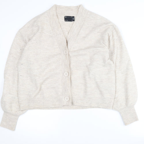ASOS DESIGN Women's Beige Cardigan Size 10 Button Knit