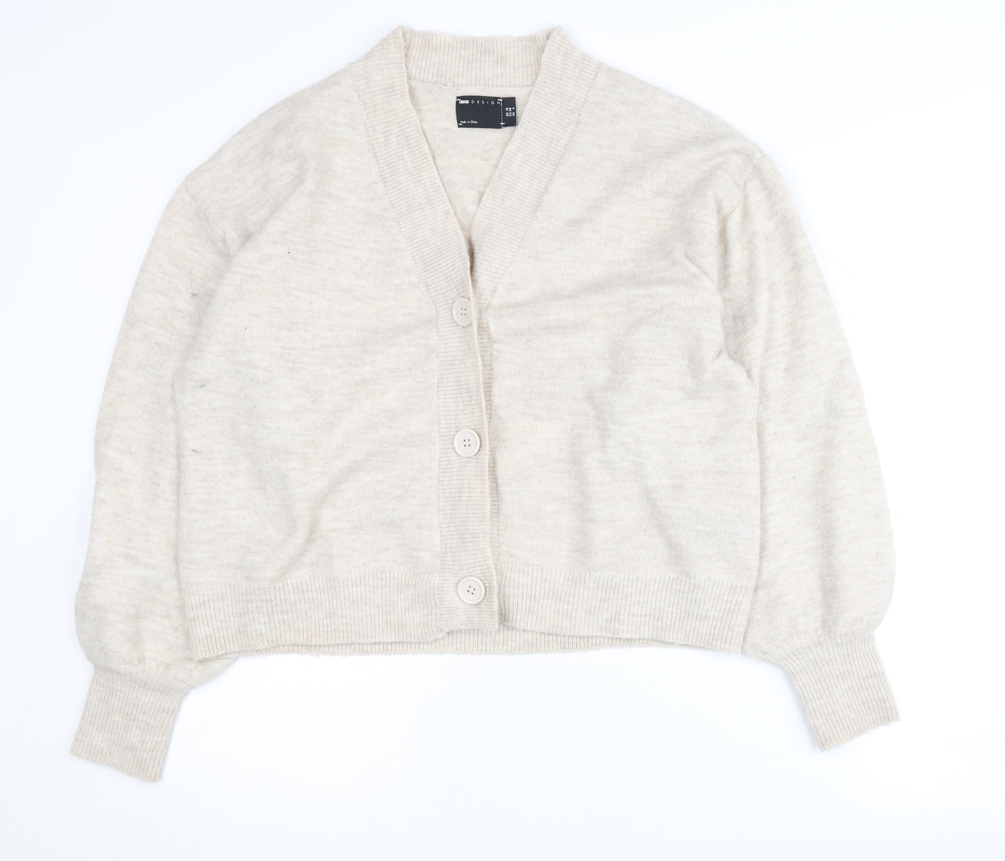ASOS DESIGN Women's Beige Cardigan Size 10 Button Knit