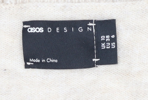 ASOS DESIGN Women's Beige Cardigan Size 10 Button Knit