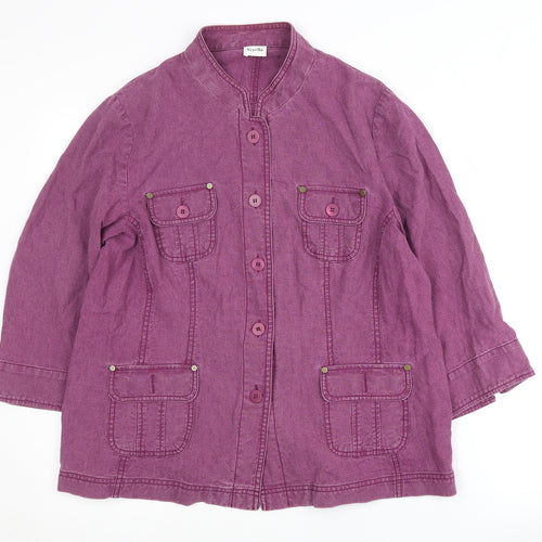 Viyella Purple Linen Blend Women's Jacket Size 16