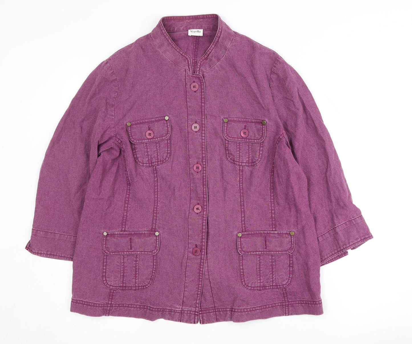 Viyella Purple Linen Blend Women's Jacket Size 16