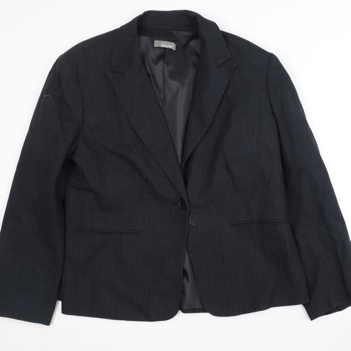 South Women's Black Pinstripe Blazer, Size 18, Regular Fit
