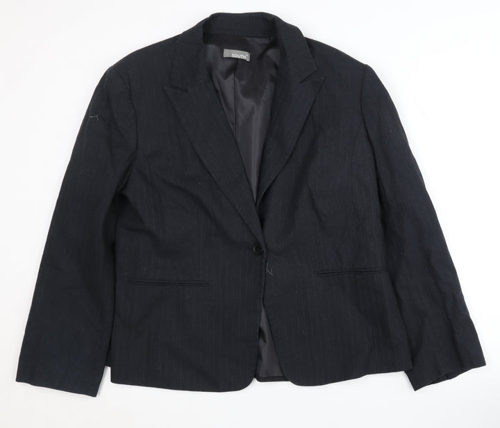 South Women's Black Pinstripe Blazer, Size 18, Regular Fit