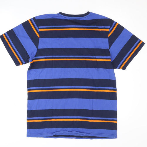 Pull & Bear Men's M Blue Striped T-Shirt