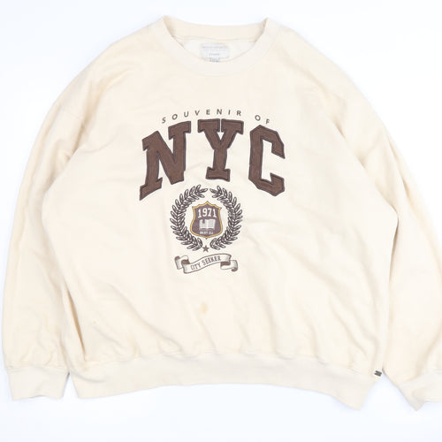 Pull&Bear Teen Beige Sweatshirt, Size 12, NYC Logo
