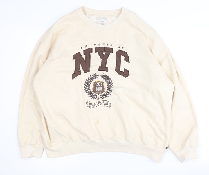 Pull&Bear Teen Beige Sweatshirt, Size 12, NYC Logo