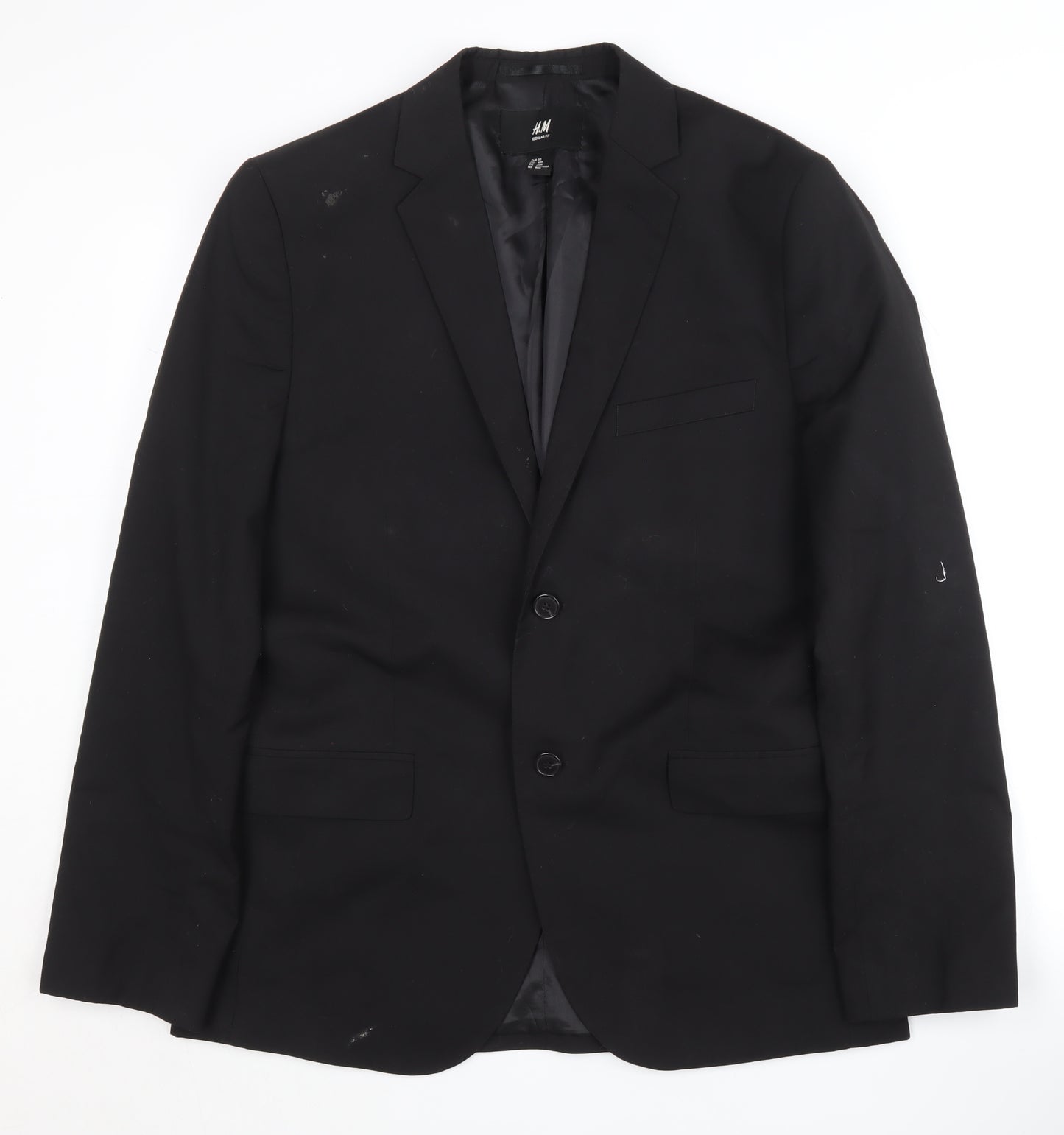H&M Men's Black Regular Fit Blazer, Size 50, Formal
