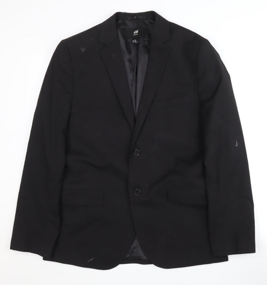 H&M Men's Black Regular Fit Blazer, Size 50, Formal