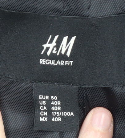 H&M Men's Black Regular Fit Blazer, Size 50, Formal