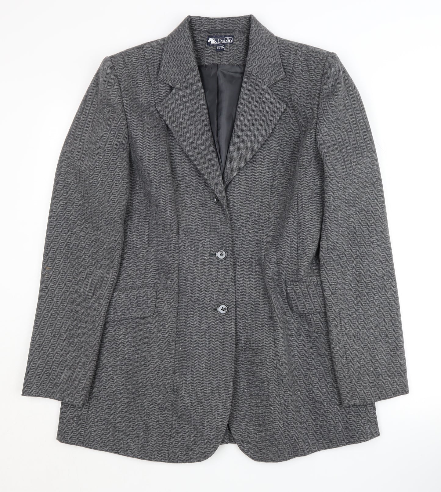 Dublin Women's Grey Single-Breasted Notch Blazer Size 12