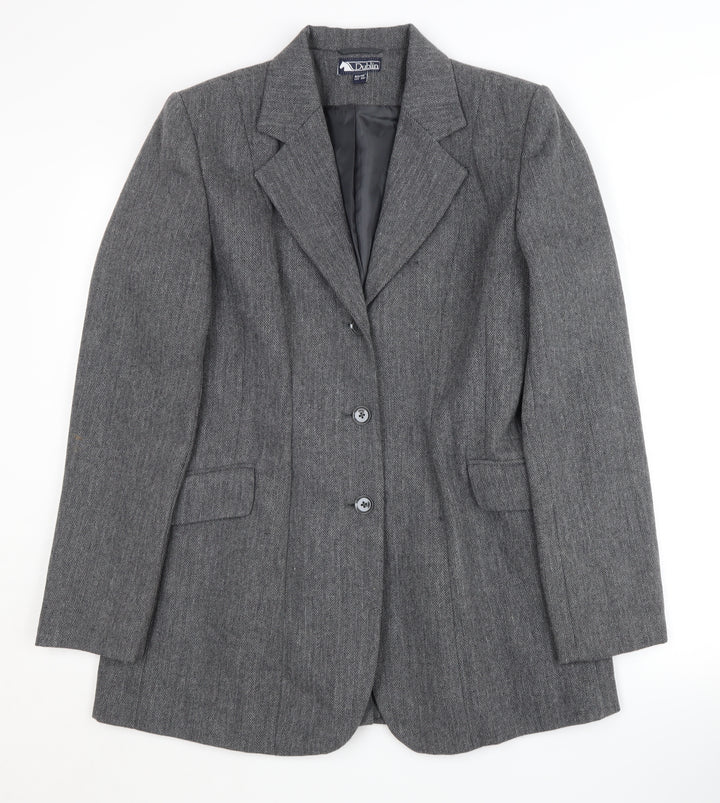 Dublin Women's Grey Single-Breasted Notch Blazer Size 12