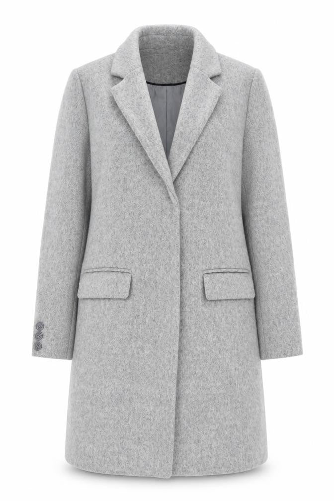 Front view of Apricot Women's Grey Mid-Length Overcoat, size 10