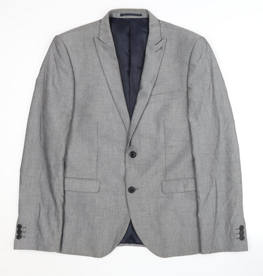 Next Men's Grey Blazer, Size 40, Regular Fit, Office