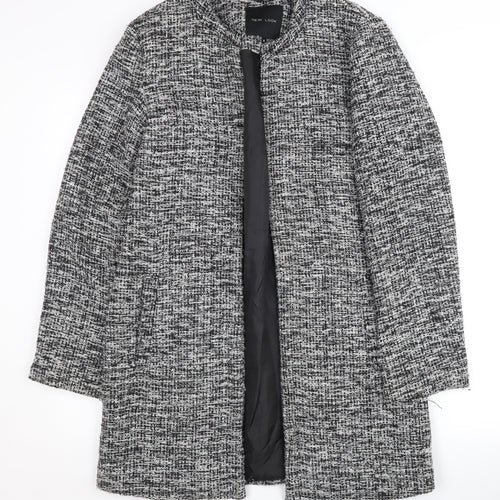 New Look Women's Black Grey Check Coat Size 10