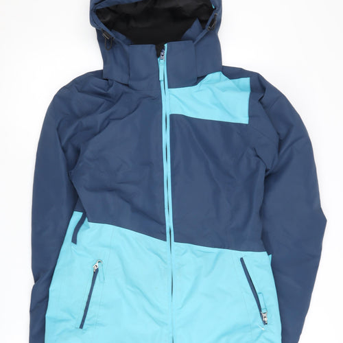 Crane Womens Blue Hooded Puffer Jacket Size 8