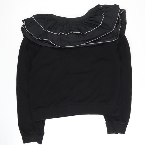 Zara Women's Black Ruffle Sweatshirt Size 12