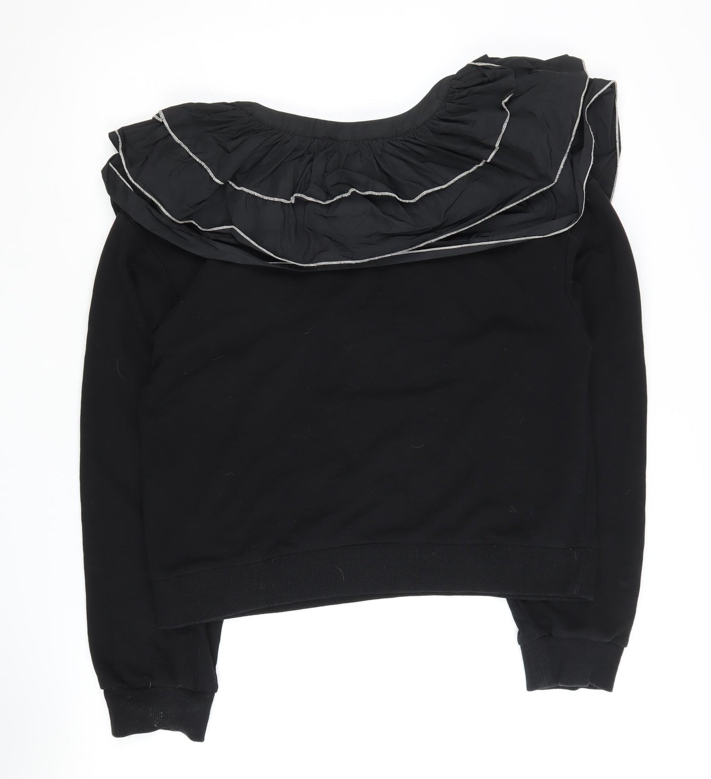 Zara Women's Black Ruffle Sweatshirt Size 12