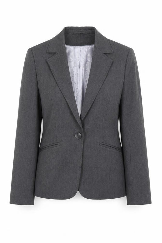 Front view of Autonomy Grey Women's Petites Blazer -, size 10