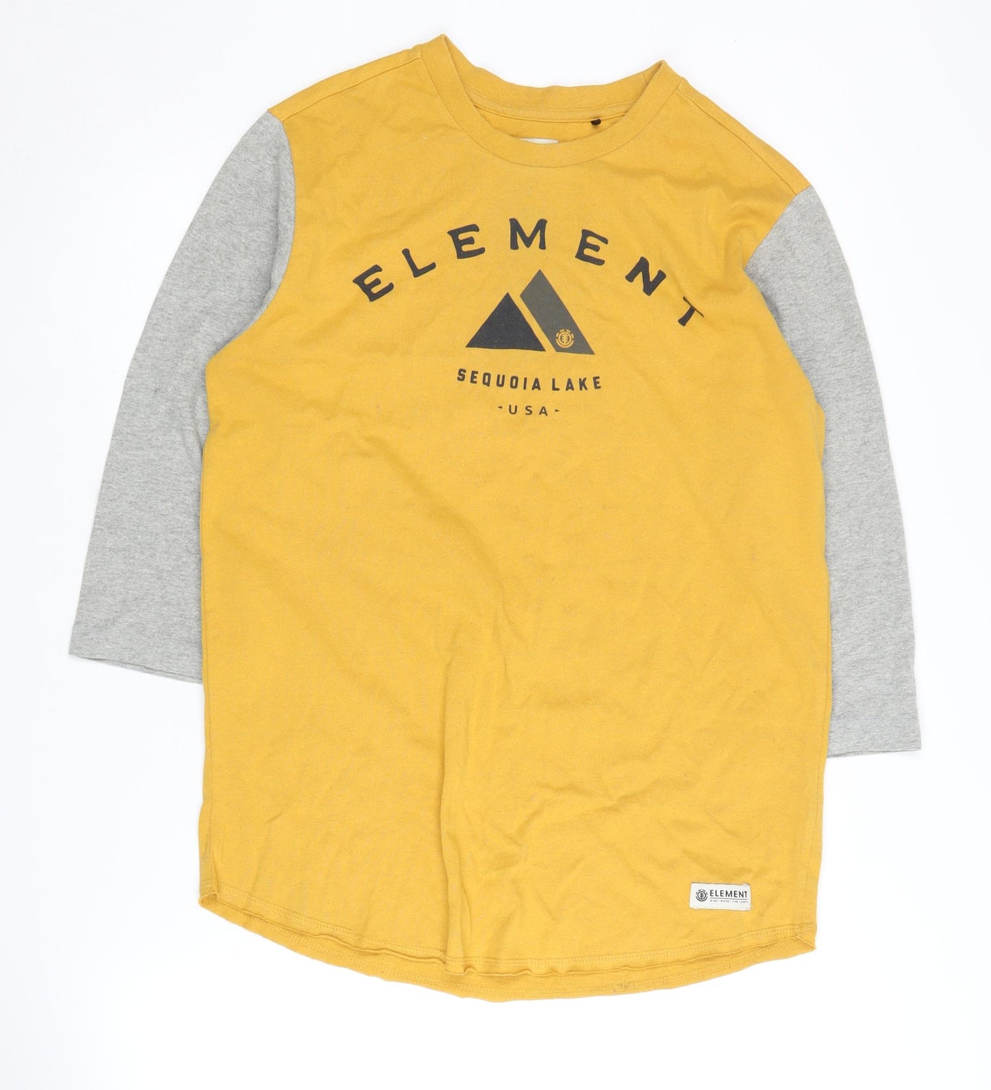 Element Men's Yellow Graphic 3/4 Sleeve T-Shirt, Size S