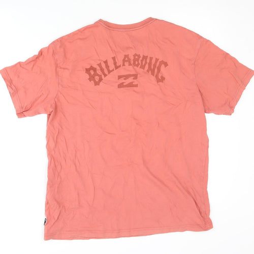 Billabong Men's Red Medium Crew Neck Logo T-Shirt