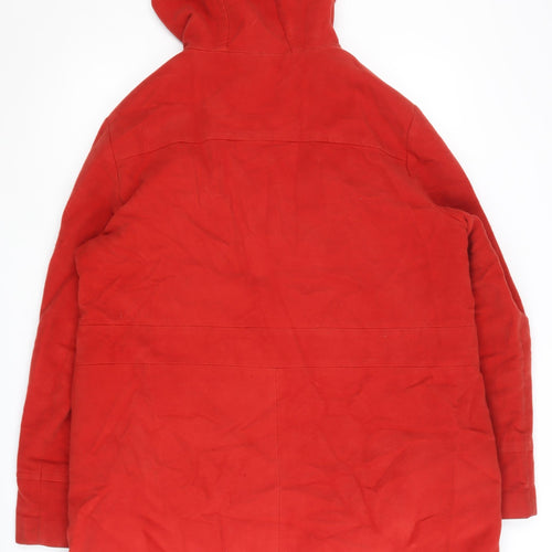 White Stuff Red Cotton Hooded Parka Women Size 16