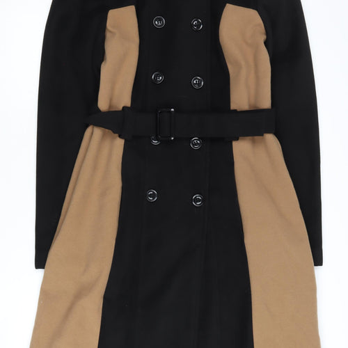 Long Tall Sally Women's Black Beige Trench Coat Size 12