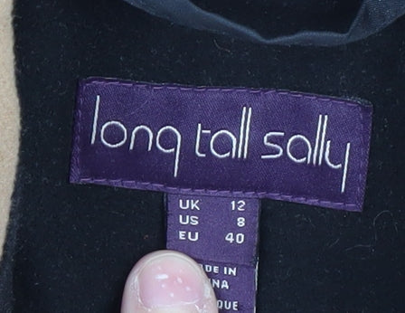 Long Tall Sally Women's Black Beige Trench Coat Size 12
