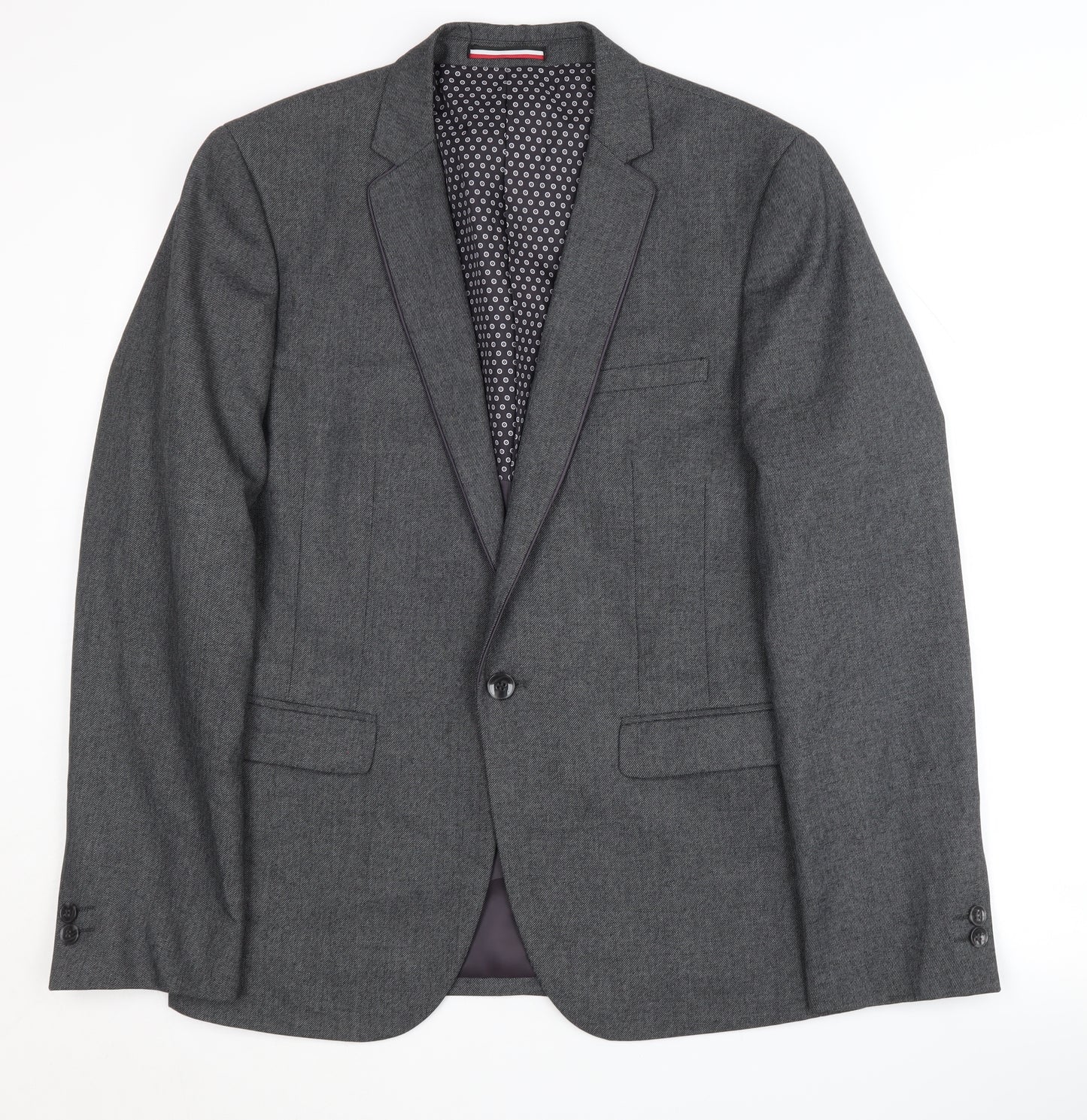 Ventuno 21 Men's Grey Blazer Jacket Notch Lapel Size 38