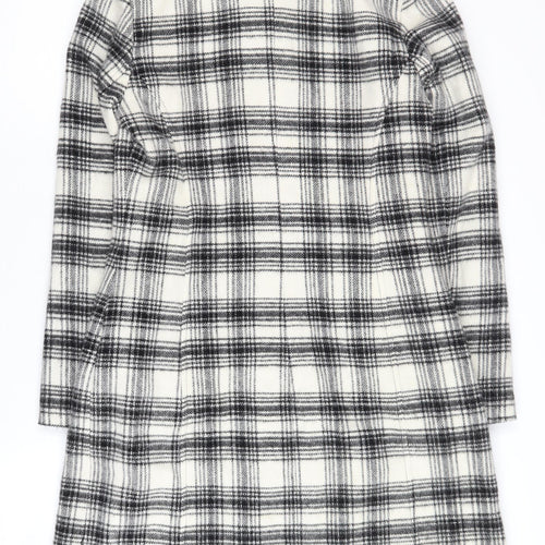 Androse Women's Black & White Plaid Wool Overcoat