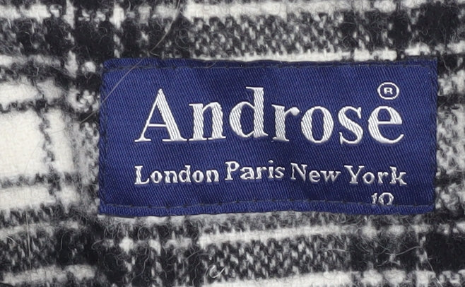 Androse Women's Black & White Plaid Wool Overcoat