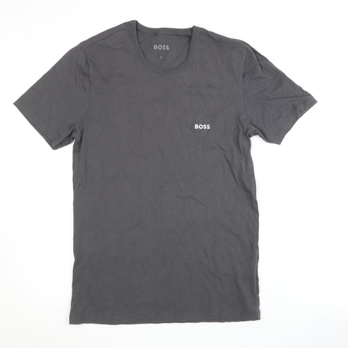 Boss Men's Grey Cotton Crew Neck T-Shirt Size S