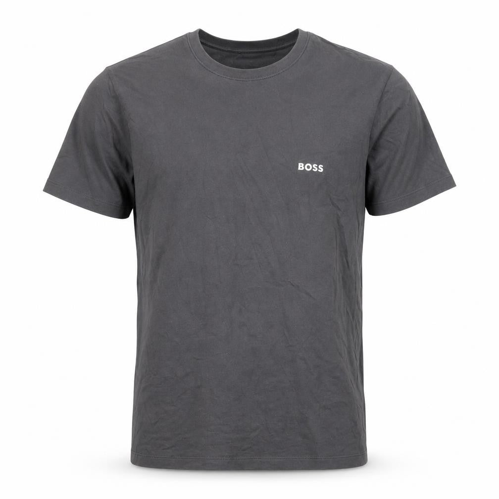 Front view of BOSS Men's Grey Cotton Crew Neck T-Shirt, size S