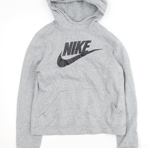 Nike Boys Grey Pullover Hoodie L - Casual Sporty Style