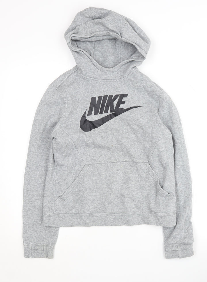 Nike Boys Grey Pullover Hoodie L - Casual Sporty Style