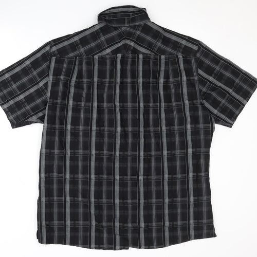 Marks and Spencer Men's Black Plaid Short Sleeve Shirt L