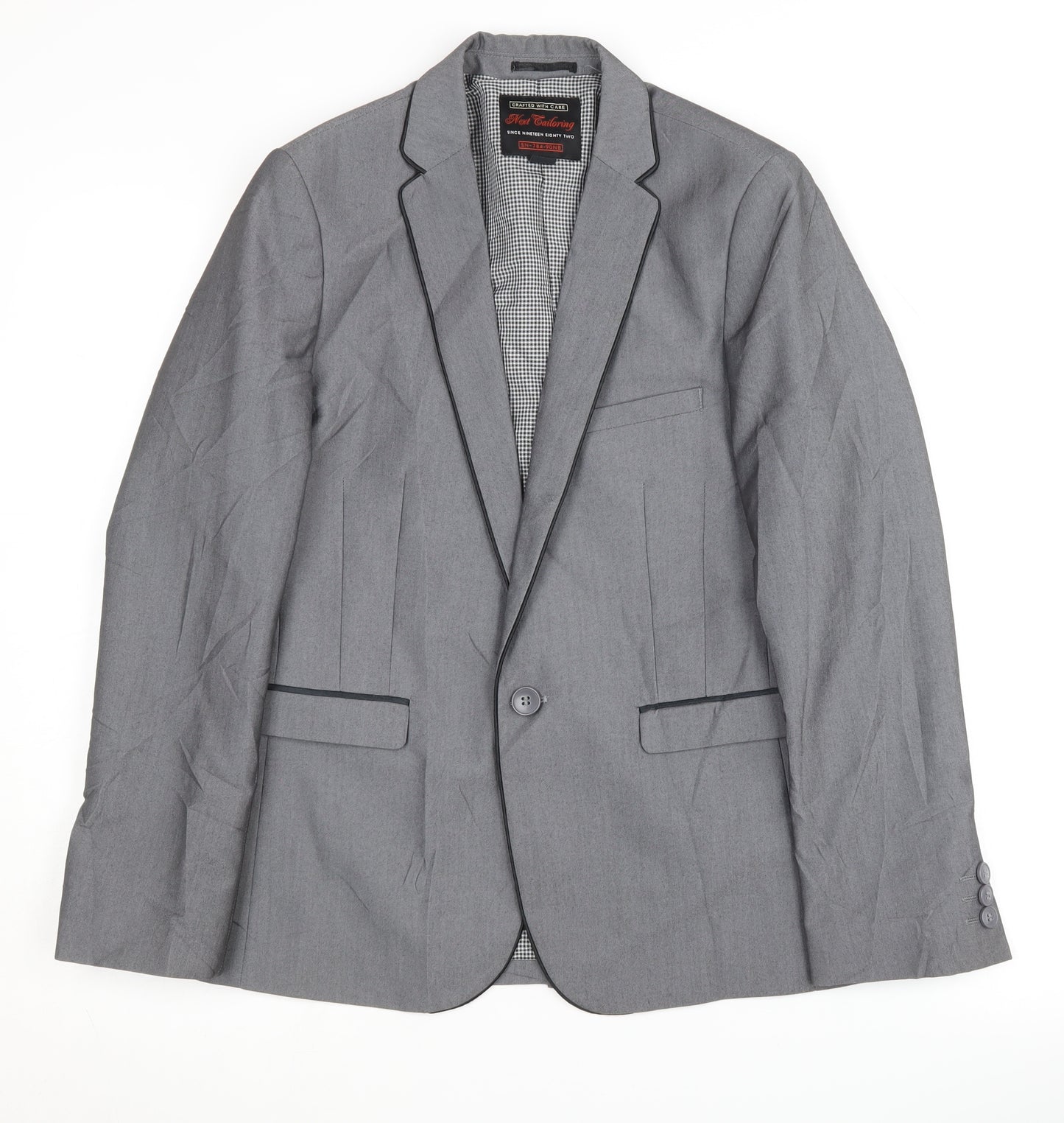 Next Boys Grey Suit Jacket, 12 Years, Formal Gingham